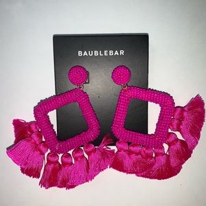 Pink Beaded BaubleBar Drop Tassel Earrings
